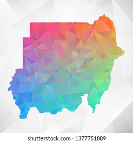 Map of Sudan. Colorful Geometric Rumpled Triangular , Polygonal Design For Your . Vector illustration eps 10.