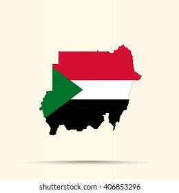 Map of Sudan in Sudan flag colors