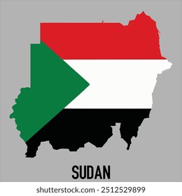 mapa de Sudão com bandeira, ilustração vetorial