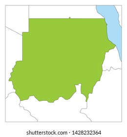 Map of Sudan green highlighted with neighbor countries.