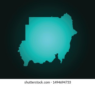 Map of Sudan green vector isolated on dark background. High detailed green vector map, Sudan symbol for your web site design map - Vector illustration eps 10.