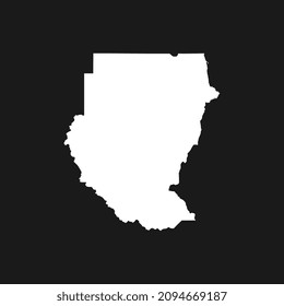 Map of Sudan on Black Background