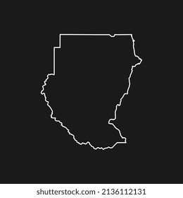 Mapa de Sudán de fondo negro