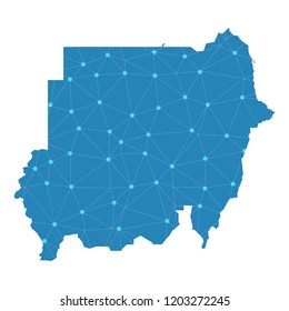 Map of Sudan from Polygonal wire frame low poly mesh,Sudan map Vector Illustration EPS10.