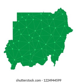 Map of Sudan from Polygonal wire frame low poly mesh,Sudan map Vector Illustration EPS10.