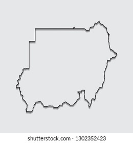 map of Sudan with shadow on gray background.eps10
