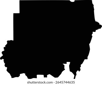 Mapa de Sudan Silhouette Flat Design
