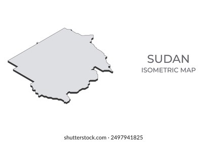 Map of the Sudan in simple isometric form. Illustration of isometric map of the country.