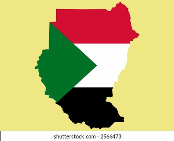 map of Sudan and Sudanese flag illustration