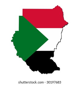 Karte von Sudan und sudanesischer Flagge