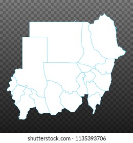 Map of Sudan. Vector illustration on transparent background. Items are placed on separate layers and editable. Vector illustration eps 10.