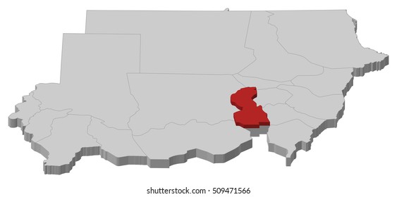 Map - Sudan, White Nile - 3D-Illustration