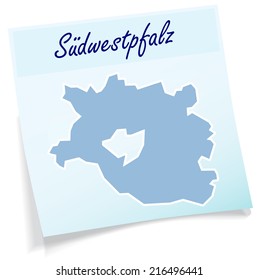 Map of Suedwestpfalz as sticky note in blue