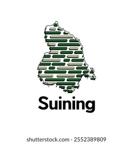 Map of Suining City, map technology with outline style modern vector design template, China map suitable for your company