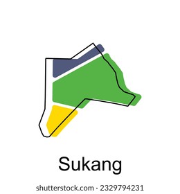 Map of Sukang colorful geometric design with outline illustration template, logotype element for template.