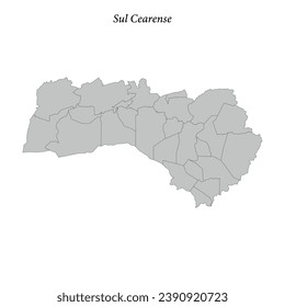 Mapa de Sul Cearense es una mesorregión del estado de Ceara con municipios fronterizos