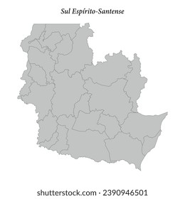 mapa de Sul Espirito-Santense es una mesorregión en el estado de Espirito Santo con municipios fronterizos