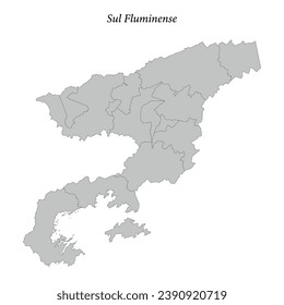 mapa de Sul Fluminense es una mesorregión en el estado de Río de Janeiro con municipios fronterizos