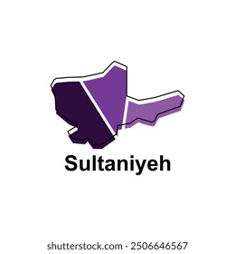 Map of Sultaniyeh City Modern Simple Geometric with outline, illustration vector design template