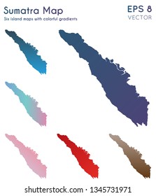 Map of Sumatra with beautiful gradients. Awesome set of island maps. Bold vector illustration.