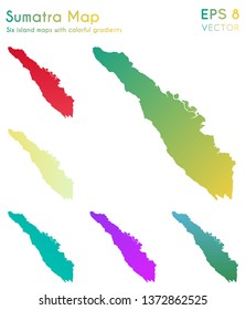 Map of Sumatra with beautiful gradients. Awesome set of island maps. Breathtaking vector illustration.