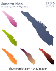 Map of Sumatra with beautiful gradients. Awesome set of island maps. Beautiful vector illustration.