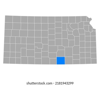 Map of Sumner in Kansas on white