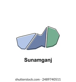 Map of Sunamganj City, logotype element for template. Suitable for your company