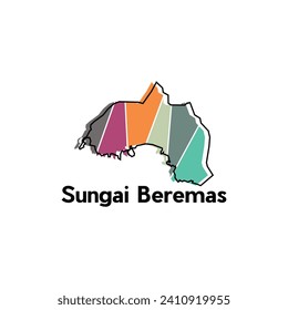 Map - Sungai Beremas Cirty, Vector map of Indonesia countries, Isolated on White Background, for your design, business and etc