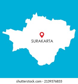 Karte von Surakarta in Central Java, Indonesien mit Standortsymbol