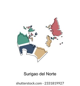 Map of Surigao Del Norte geometric design, World Map International vector template with outline graphic sketch style isolated on white background