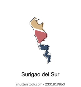 Map of Surigao Del Sur geometric design, World Map International vector template with outline graphic sketch style isolated on white background