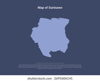  Karte von Surinam, minimalistische Vektorsilhouette in weichem Blau auf dunklem Hintergrund