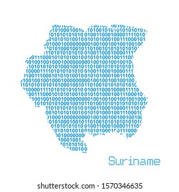map of Suriname from binary code vector illustration