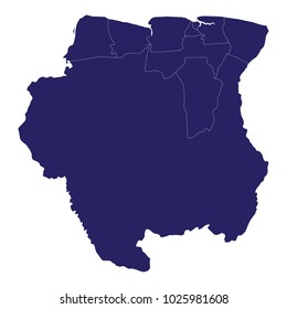 Map of Suriname - Blue Geometric Rumpled Triangular , Polygonal Design For Your . Vector illustration eps 10.