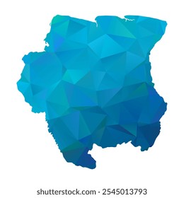 Map of Suriname - Blue Polygonal Design For Your. Vector illustration eps 10.