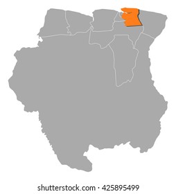 Map - Suriname, Commewijne
