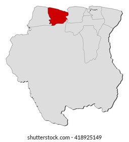 Map - Suriname, Coronie