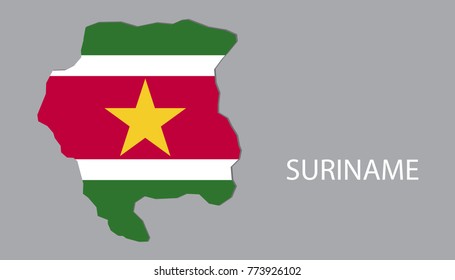 Map Of Suriname With Flag