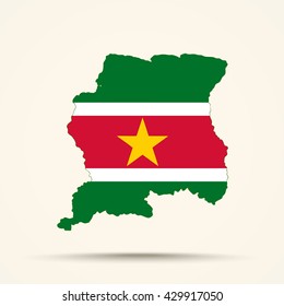 Map of Suriname in Suriname flag colors