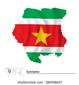 Map of Suriname with flag - vector illustration