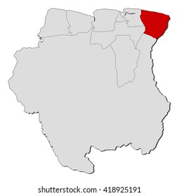 Map - Suriname, Marowijne