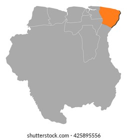 Map - Suriname, Marowijne