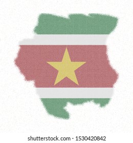 Map of Suriname. Mosaic style map with flag of Suriname. Bizarre vector illustration.