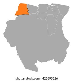 Map - Suriname, Nickerie