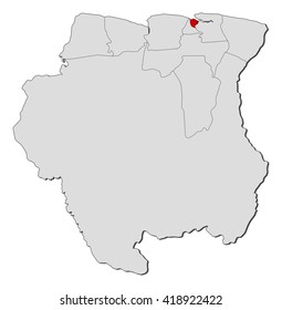 Map - Suriname, Paramaribo