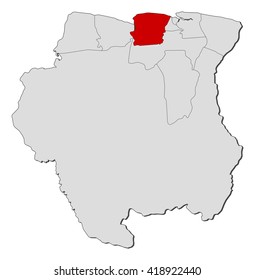 Map - Suriname, Saramacca