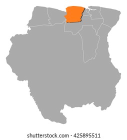 Map - Suriname, Saramacca