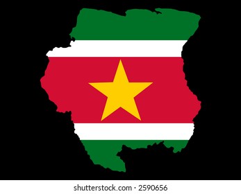 mapa de la ilustración de Surinam y Surinam