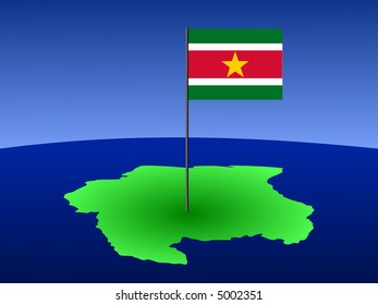 mapa de Surinam y su bandera en la ilustración de polo
